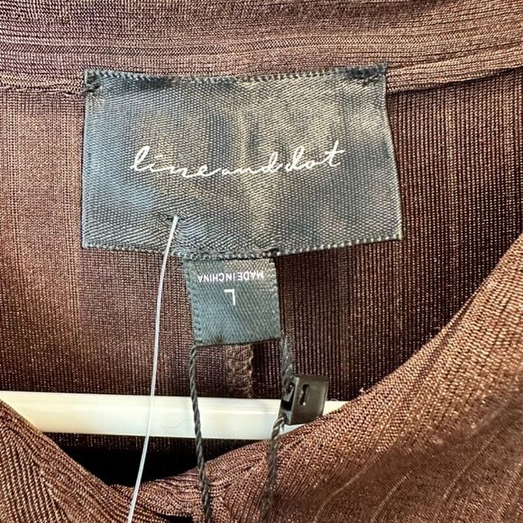 NWT Line and Dot Chocolate Brown Ribbed Slinky Button Front Maxi Shirt Dress L - Picture 6 of 7